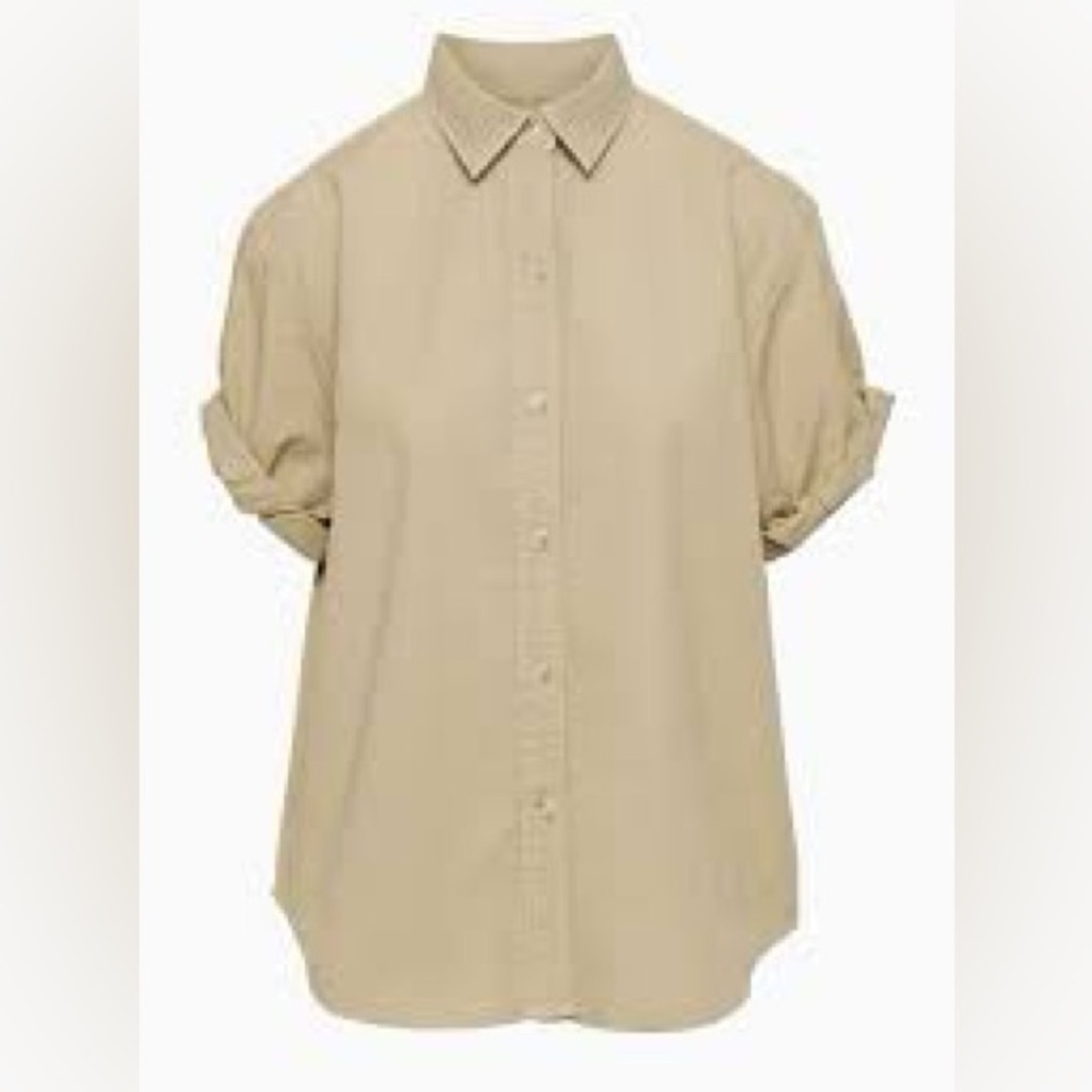 Denim Forum The Jane Tan Puff Sleeve Button Down Shirt